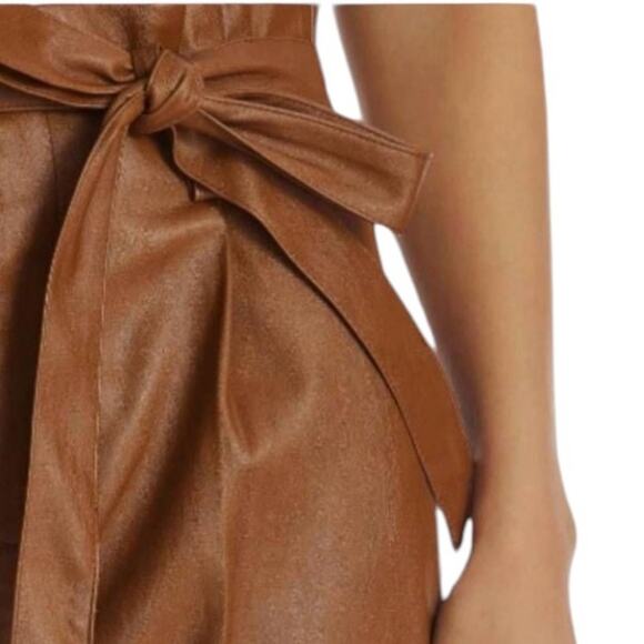 Lucy Paris Faux Leather Paperbag High Waist Ankle Pants Cognac NEW Medium - Picture 3 of 7